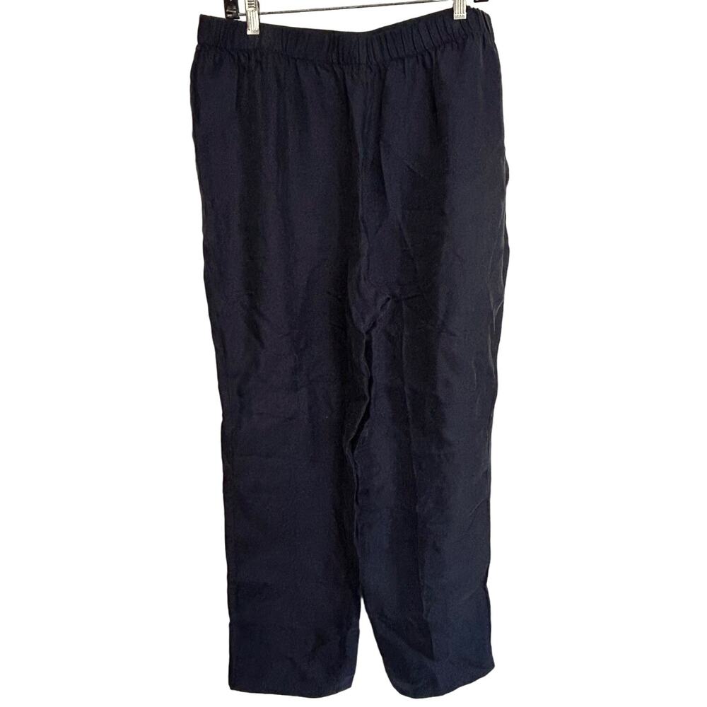 St. John Botique 100% Cupro Cotton Navy Slacks Women's Size L - Picture 2 of 7